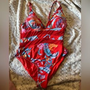 Beautiful tropical one piece swim suit